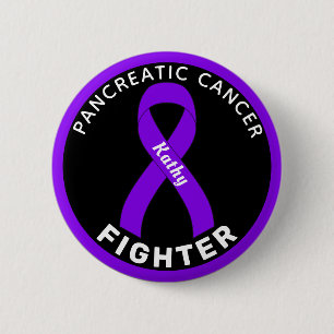Pancreatic Cancer Fighter Ribbon Black Button