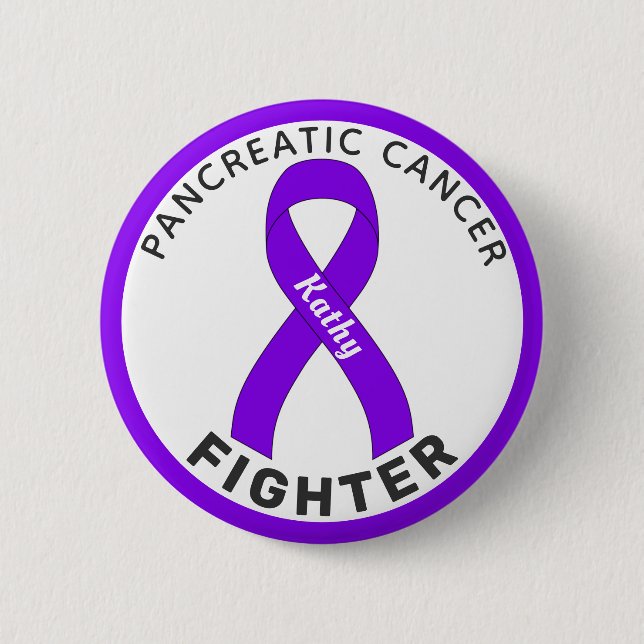 Pancreatic Cancer Fighter Ribbon White Button (Front)
