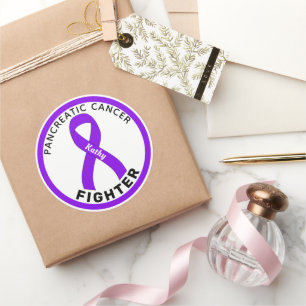 Pancreatic Cancer Fighter Ribbon White Classic Round Sticker