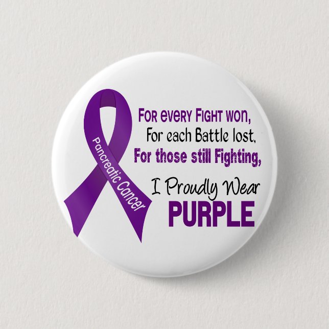 Pancreatic Cancer I Proudly Wear Purple 2 Inch Round Button (Front)