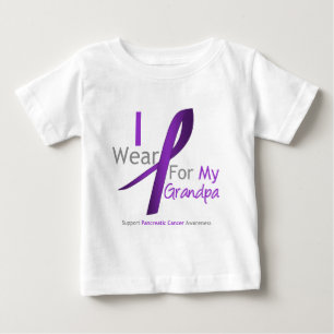 Pancreatic Cancer I Wear Purple Ribbon Grandpa Baby T-Shirt