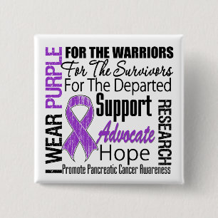 Pancreatic Cancer I Wear Purple Ribbon TRIBUTE 2 Inch Square Button