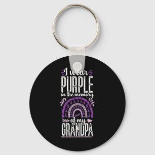 Pancreatic Cancer in Memory of Grandpa Rainbow Pur Keychain