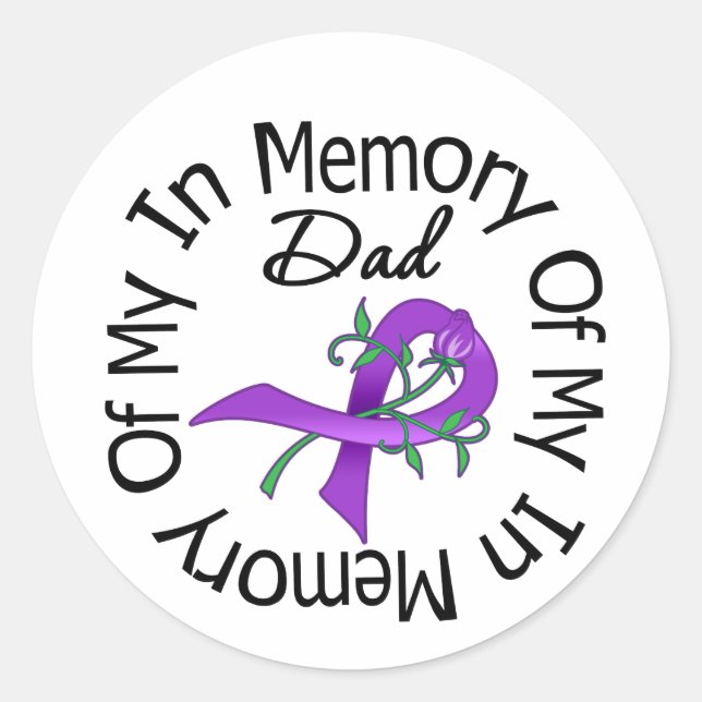 Pancreatic Cancer In Memory of My Dad Classic Round Sticker (Front)
