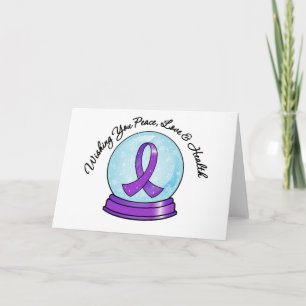 Pancreatic Cancer Merry Christmas Ribbon Snowglobe Holiday Card