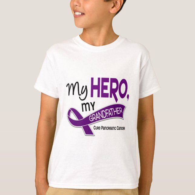 Pancreatic Cancer MY HERO MY GRANDFATHER 42 T-Shirt (Front)