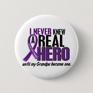 Pancreatic Cancer NEVER KNEW A HERO 2 Grandpa Inch Round Button