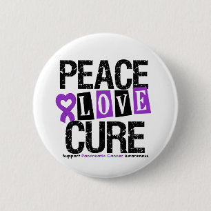 Pancreatic Cancer Peace Love Cure 2 Inch Round Button