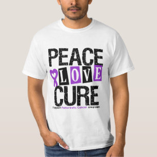 Pancreatic Cancer Peace Love Cure T-Shirt