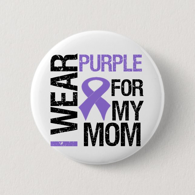 Pancreatic Cancer Purple Ribbon (Mom) 2 Inch Round Button (Front)