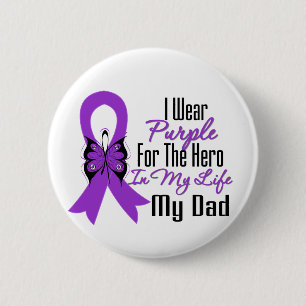 Pancreatic Cancer Ribbon My Hero My Dad 2 Inch Round Button
