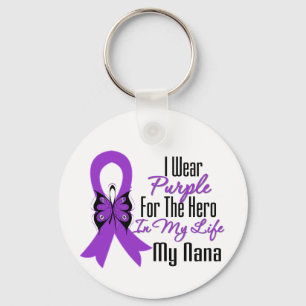 Pancreatic Cancer Ribbon My Hero My Nana Keychain
