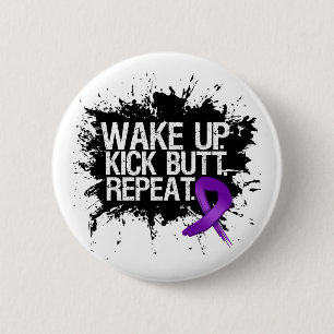 Pancreatic Cancer Wake Up Kick Butt Repeat 2 Inch Round Button