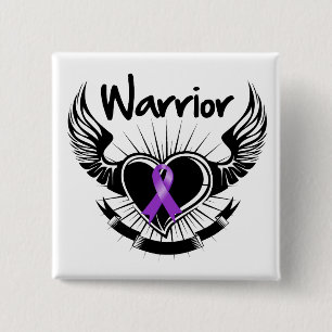 Pancreatic Cancer Warrior Fighter Wings 2 Inch Square Button