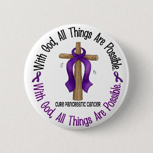 Pancreatic Cancer WITH GOD CROSS 1 2 Inch Round Button