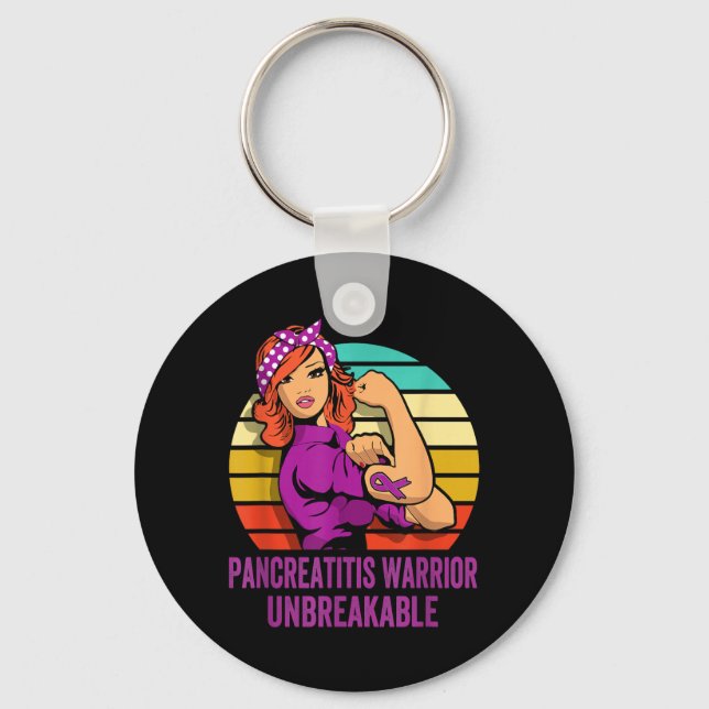 Pancreatitis Warrior Shirt Unbreakable Keychain (Front)