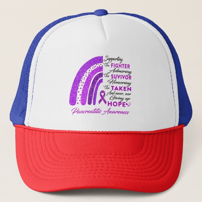 Pancreatitis Warrior Supporting Fighter Trucker Hat (Front)