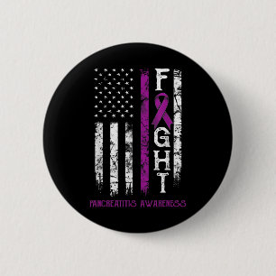 Pancreatitis Warrior Us Flag 2 Inch Round Button