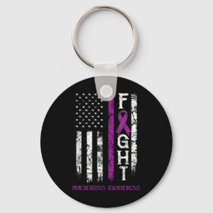 Pancreatitis Warrior Us Flag Keychain