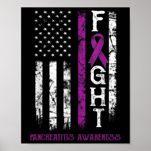 Pancreatitis Warrior Us Flag Poster