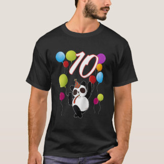 Panda 10 Years Panda With Balloons Baseball T-Shirt