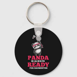 Panda Always Ready Dminton Player Bear Animal Love Keychain