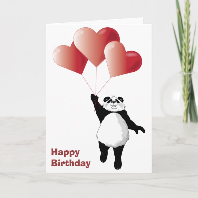 Panda and Balloons Birthday Card (Front)