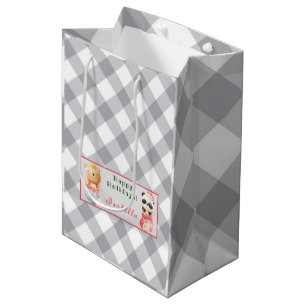 Panda and Bear Customize Text and Name Medium Gift Bag