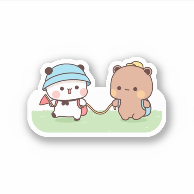 Panda And Brownie Bear Couple Have A Picnic (Front)