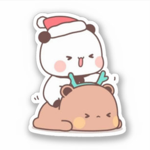 Panda And Brownie Bear Couple, Merry Christmas