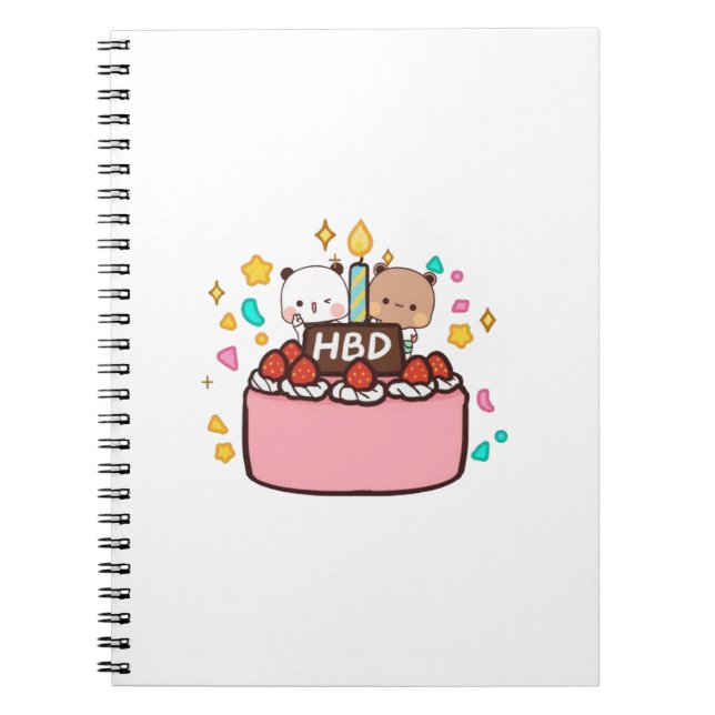 Panda And Brownie Bear Couple Notebook (Front)