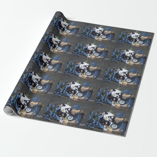 Panda And Buddy Wrapping Paper (Unrolled)