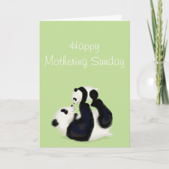 Panda and cub Mothering Sunday card (Front)
