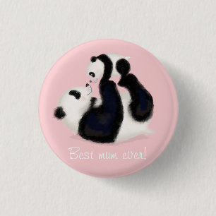 Panda and cub Mother's Day badge 1 Inch Round Button