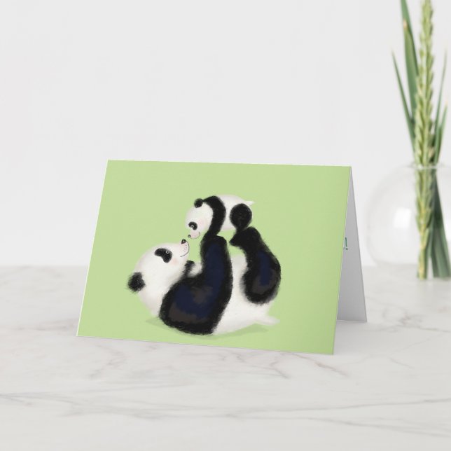 Panda and cub new baby card (Front)