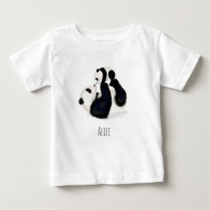 Panda and cub personalized baby T-shirt