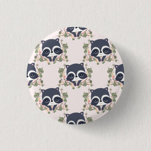 Panda And Flower Tattoo 1 Inch Round Button (Front)