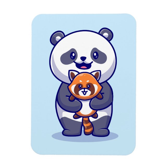 Panda and Fox Magnet (Vertical)