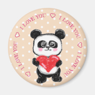 Panda and heart magnet
