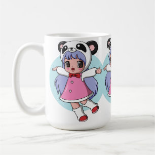 Panda Angel: Adorable Anime Girl Soaring High Coffee Mug