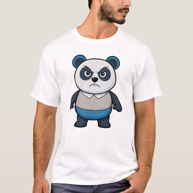 Panda Angry, Adorable Cartoon Panda T-Shirt (Front)