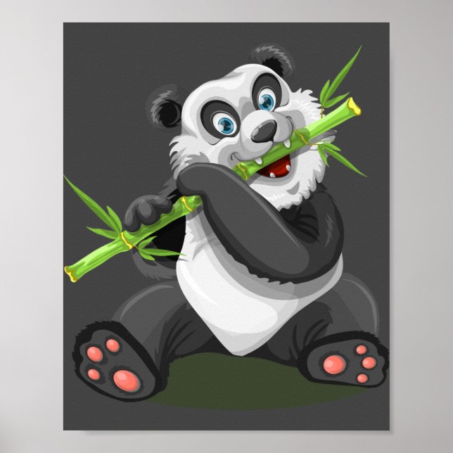 panda animal bamboo wild eating poster (Front)