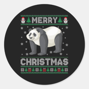 Panda Animal Men Women Kids Ugly Christmas Sweater Classic Round Sticker