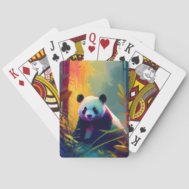 Panda Animal Portrait Painting Wildlife Outdoors  Playing Cards (Back)