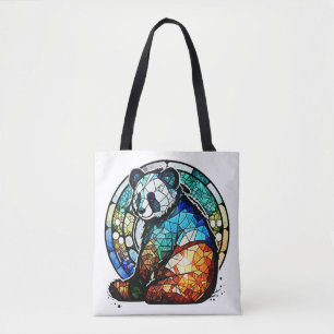 Panda Animal Portrait Stained Glass Wildlife Free Tote Bag