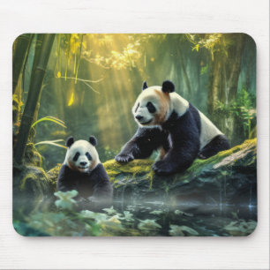 Panda Animal Wildlife Wilderness Colourful Wall Ar Mouse Pad