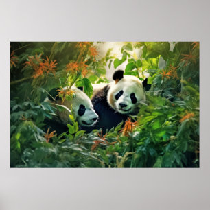 Panda Animal Wildlife Wilderness Colourful Wall Ar Poster