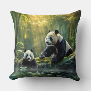 Panda Animal Wildlife Wilderness Colourful Wall Ar Throw Pillow