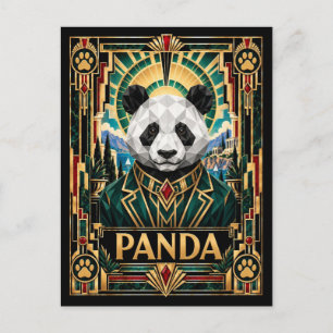 Panda, Art Deco Wildlife Postcard