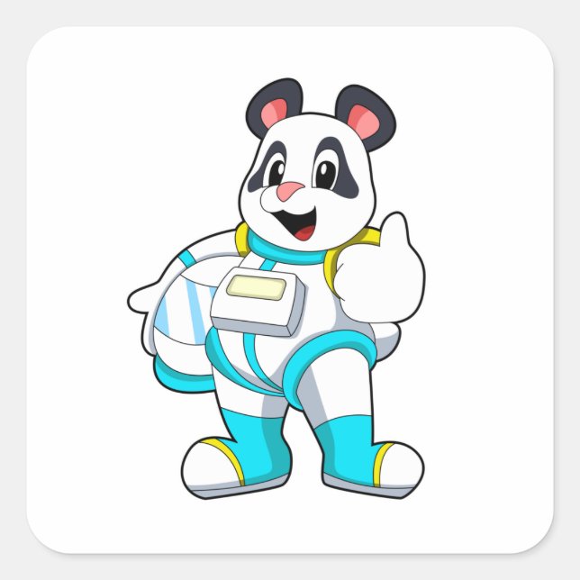 Panda as Astronaut with Costume Square Sticker (Front)